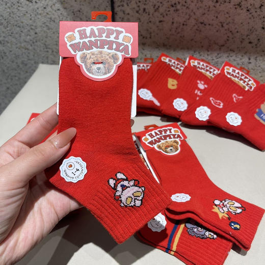  儿童卡通新年袜5双装，精梳棉面料亲肤柔软不勒脚踝也不易滑落不掉色 大胆放心给宝宝穿 商品图6