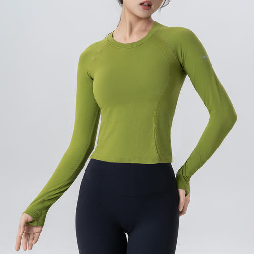 Gymicon能量符号 秋冬运动上衣女带胸垫时尚修身长袖收腰显瘦健身瑜伽服YASY2590 商品图1
