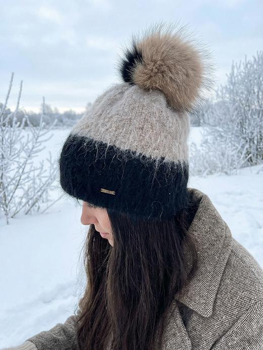 北京仓｜CA4LA-BAA-绒球球 毛线帽（黑色）［日本设计师］ 商品图0