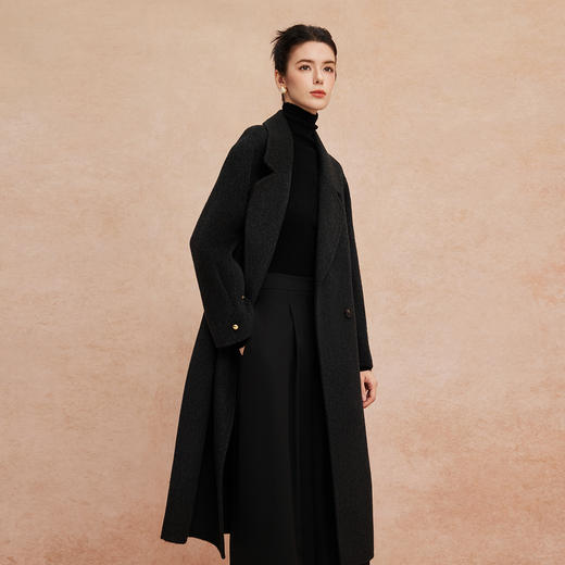 QH964斯尔丽25新款复古经典气质优雅OL风百搭显瘦松弛感长款大衣 商品图2