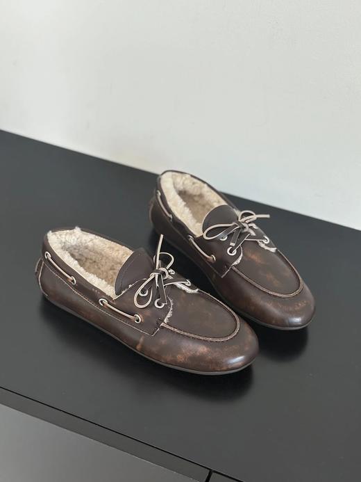 羊羔毛 牛皮乐福休闲鞋  A-5604 商品图0