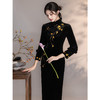 黑色旗袍加绒加厚冬装改良新中式国风连衣裙LSB4164 商品缩略图4