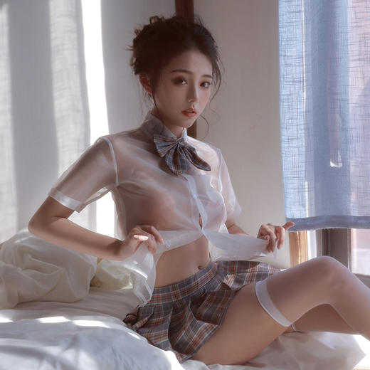 【情趣内衣】霏慕 清纯透视衬衫格子jk装6903 商品图8