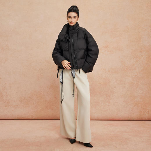 QR003斯尔丽25新款冬立领短款休闲面包服宽松加厚90绒时尚减龄羽绒服 商品图8