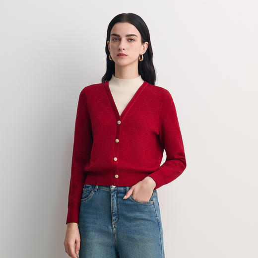 EITIE爱特爱假两件设计领口白色撞色拼接时尚百搭针织衫8501202 商品图2