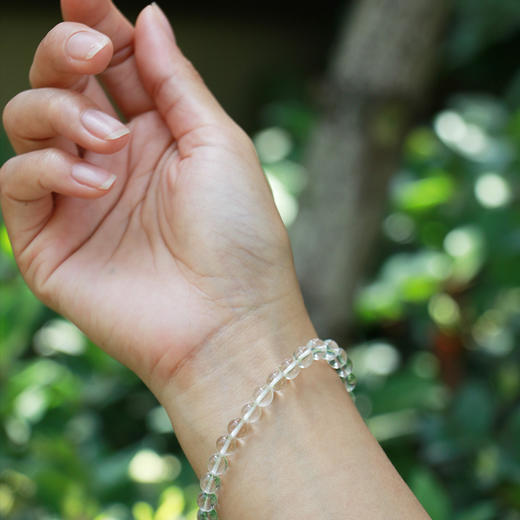 天然白水晶手串男女新款素圈圆珠透明文玩手链 商品图2