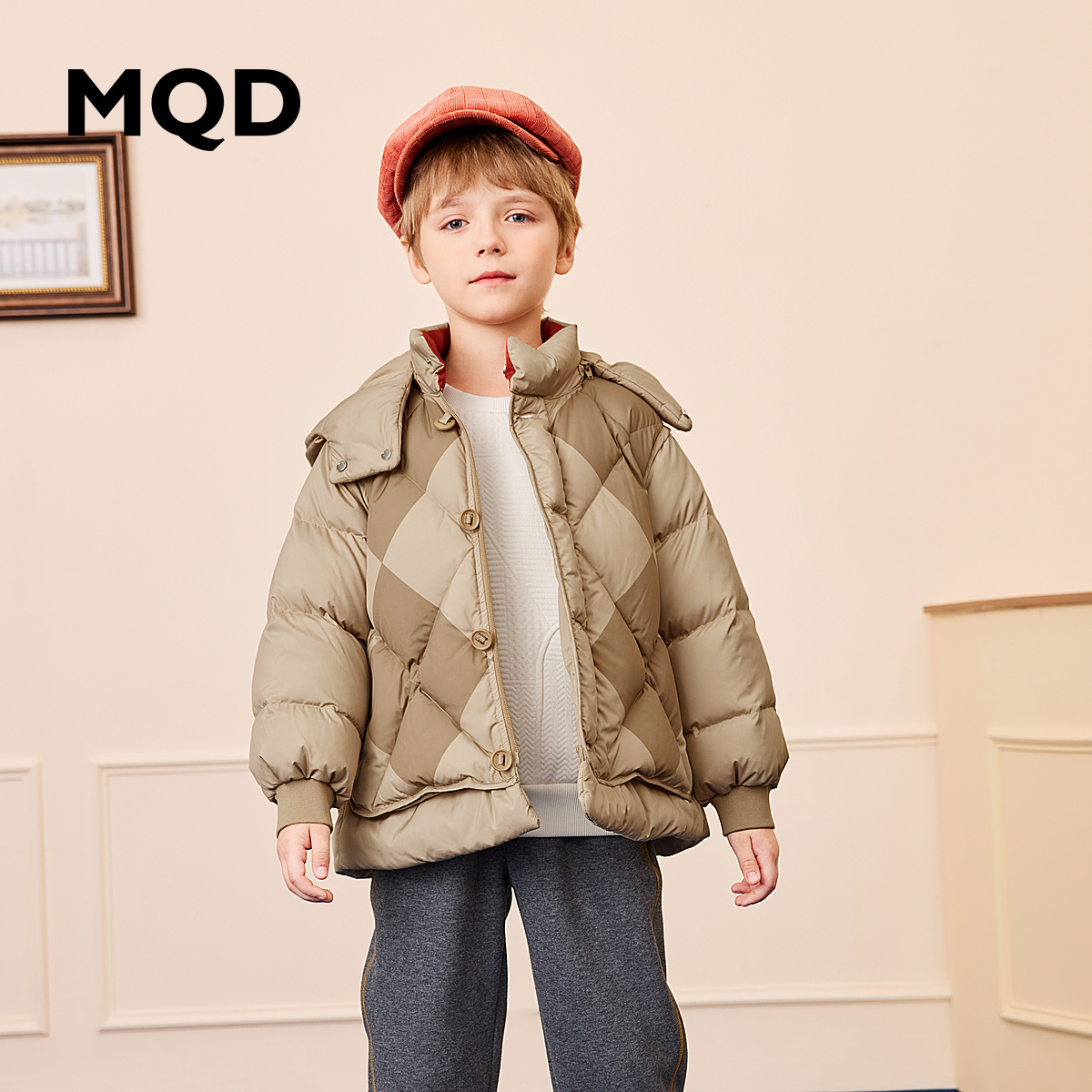 【秒】【专柜同款】MQD童装男童连帽羽绒服冬装儿童三防羽绒服