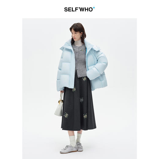 [马君妍同款]SELFWHO90白鸭绒羽绒服女装冬季新款可拆卸连帽外套 商品图2