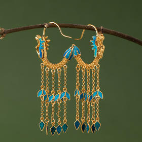 【林栖设计小店】孔雀羽毛耳环仿点翠复古2025秋冬新款配饰女2954161