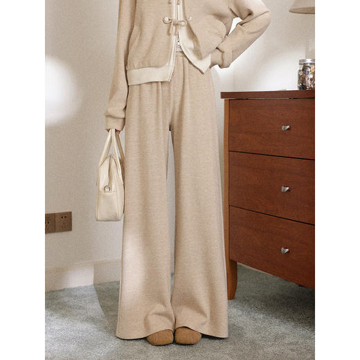 鹿向南「慵懒手账」燕麦色一整套ootd穿搭女秋冬假两件卫衣阔腿裤 商品图1