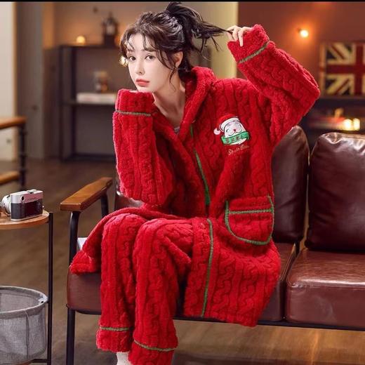 珊瑚绒苏州家居服2024秋冬季新款套装长款加绒加厚睡衣厂家直销 商品图1