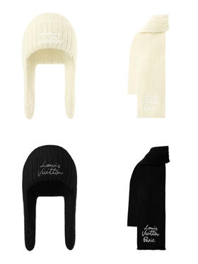 L-S 刺绣字母护耳帽/围巾