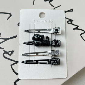 黑银无痕夹组合发夹（4个）-纪念日百货门店同款167997543