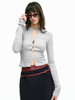 TR她热 呼吸Tee 灰色黑白镂空百搭基础款露背正肩长袖T恤打底衫 商品缩略图4