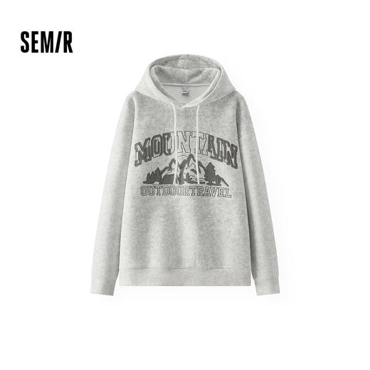 森马卫衣男春季字母印花宽松抽绳连帽上衣休闲个性简约松弛套头衫 商品图0