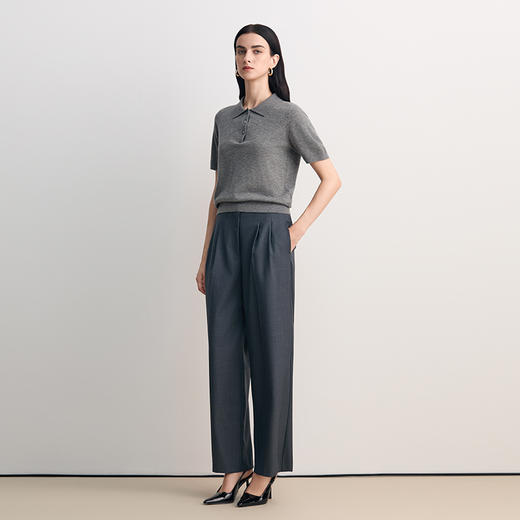 EITIE爱特爱POLO领100%绵羊毛柔软舒适时尚减龄针织衫8501206 商品图3