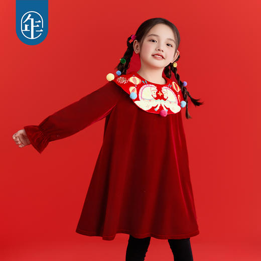 年衣童装儿童连衣裙冬季新款女童中式甜美女孩长袖裙子短裙拜年服 商品图2