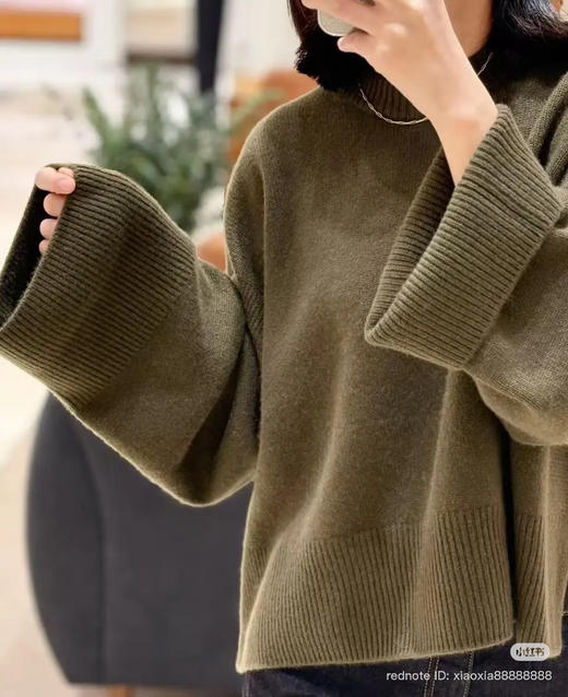 129-6 排他性独家圆正 小禾 鸦绿色 一体成型 重磅合股羊绒 针织套头衫 我穿L 商品图3