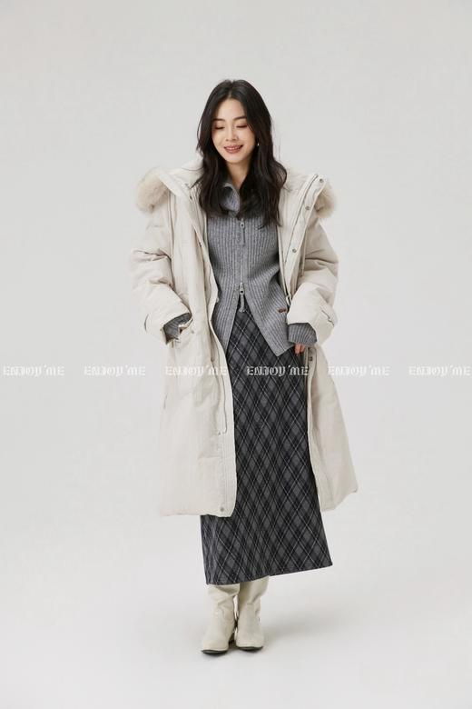 【门店同款】ENJOY冬季“暖冬知性”狐狸毛连帽长款羽绒服 167695342 商品图7