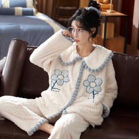 珊瑚绒毛毛小旋风拉链款休闲时尚运动可外穿的家居服套装加厚保暖