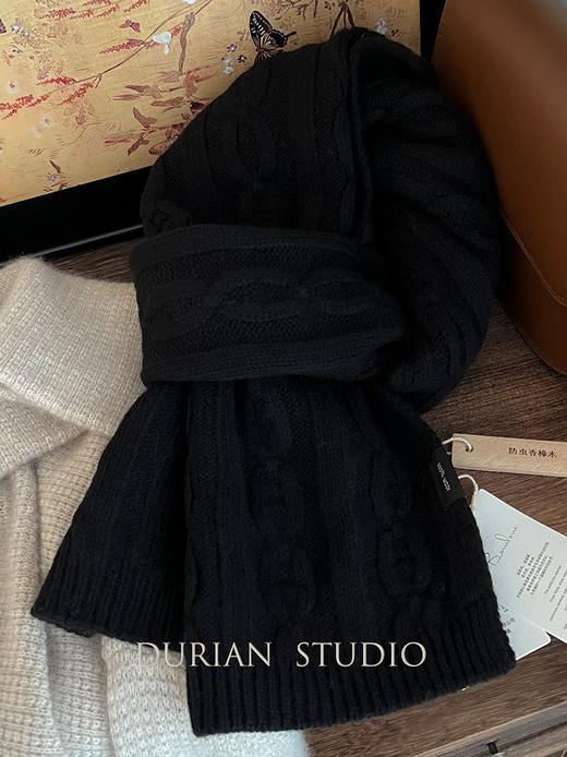 【秋冬精选】100%澳洲精选纯羊毛经典麻花英伦安可拉红复古围巾女冬季绞花围脖 165*22cm 商品图6