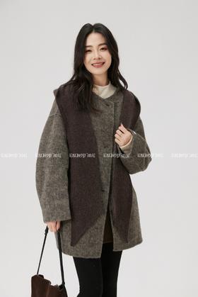 【门店同款】ENJOY冬季“暖冬知性”圆领中长款披肩大衣 168144091