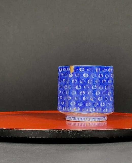 青花蓝地福寿纹八角筒杯，顺丰包邮 商品图0