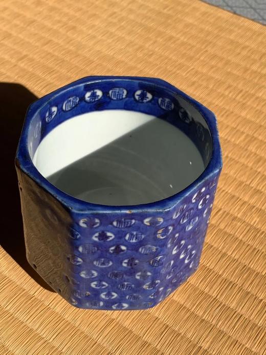 青花蓝地福寿纹八角筒杯，顺丰包邮 商品图3