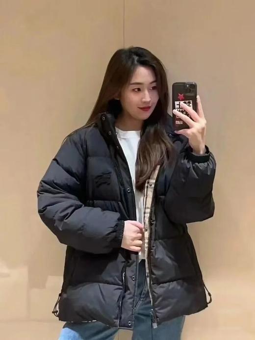 BUR情侣款拼接格纹印花立领双面穿羽绒服 商品图2