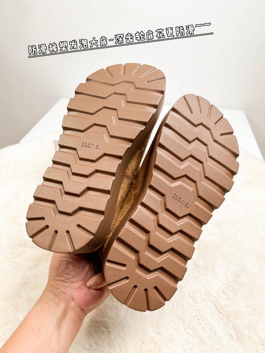 直发【增高5.5】“百丽”同款千层可颂勃肯鞋 ，羊京绒全包厚底女士雪地靴 商品图5