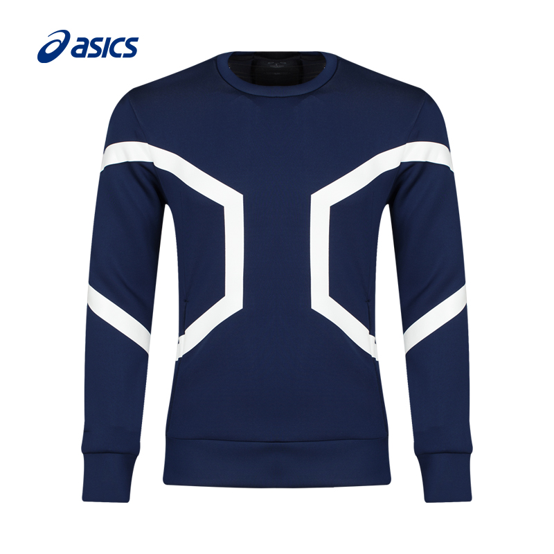 「断码清仓」ASICS 亚瑟士 男款运动印花圆领套头衫 151399