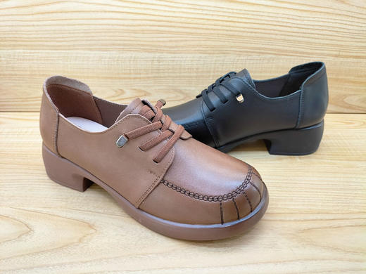 秋季新款豪行女鞋23320887时尚中跟真皮舒适休闲中年单鞋正 商品图5