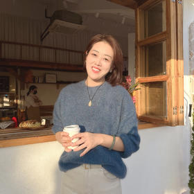 火桐hooton 帝王紫 锻彩花纱山羊绒拉绒圆领套头衫85380