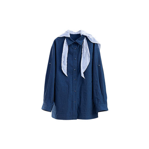 绽放842朵/高支匹马棉设计感含披肩衬衫女内搭叠穿长袖衬衣外套 商品图4