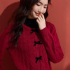 【12/10新品6折】熙世界氛围感圣诞穿搭红色针织毛衣开衫连衣裙两件套装女2025秋冬 商品缩略图2
