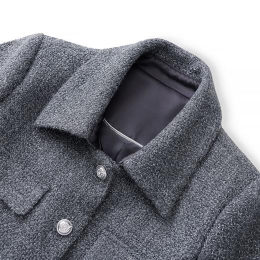 「高货wl」全新升级【铂金会员367/天猫499/差价132】(02843)洛诗琳气质收腰小香风外套2025秋冬粗花呢加厚翻领上衣 商品图3