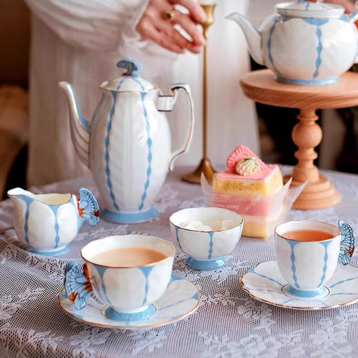 英国Aynsley安斯丽经典蝴蝶蓝色骨瓷咖啡杯碟礼盒下午茶茶具礼盒 商品图0