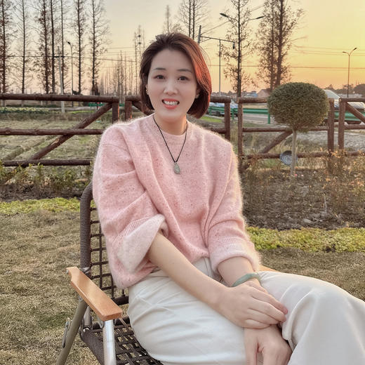 火桐hooton 双面人生 异色点子花纱山羊绒拉绒圆领套头衫85723 商品图5