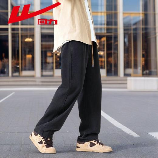 回力牛仔裤男秋冬款2024新款加绒美式高街休闲长裤宽松直筒裤子男 商品图7