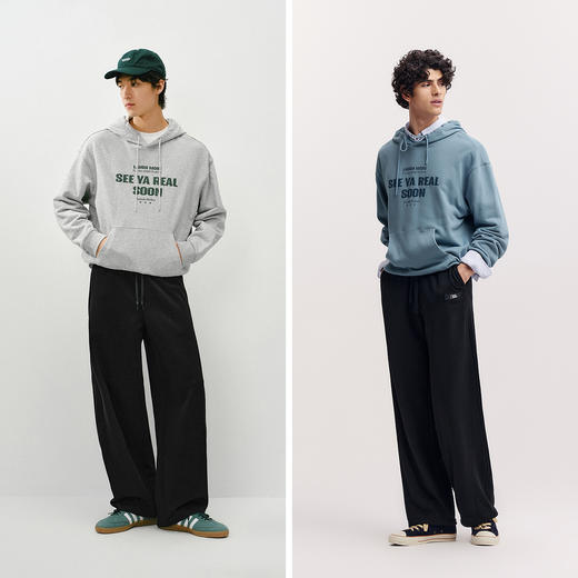 森马卫衣男春季时尚字母印花上衣情侣宽松抽绳连帽服简约百搭通勤 商品图4