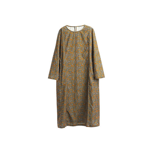 绽放841朵/复古细条灯芯绒圆领宽松长袖连衣裙女新款百搭A字长裙 商品图4