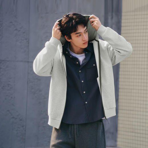 森马夹克男春季基础简约针织外套宽松连帽户外休闲上衣百搭情侣装 商品图2