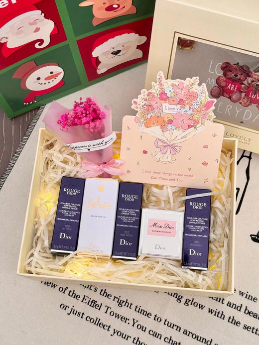 D121017三色口红+香水小样+花束直男过节生日B备黄油小熊礼盒 商品图8