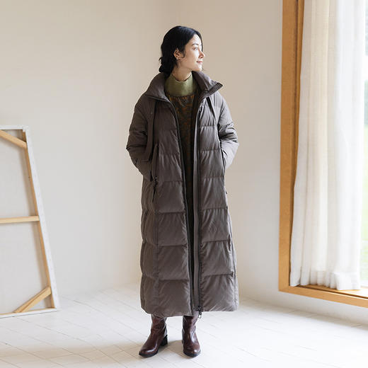 特绽放768朵/加厚立领羽绒服女长款廓形宽松显瘦直身厚外套冬新款 商品图1