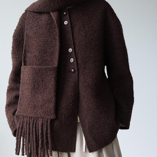 绽放633朵/羊毛羊驼混纺设计感中长款大衣女冬新款一手长毛呢外套 商品图3