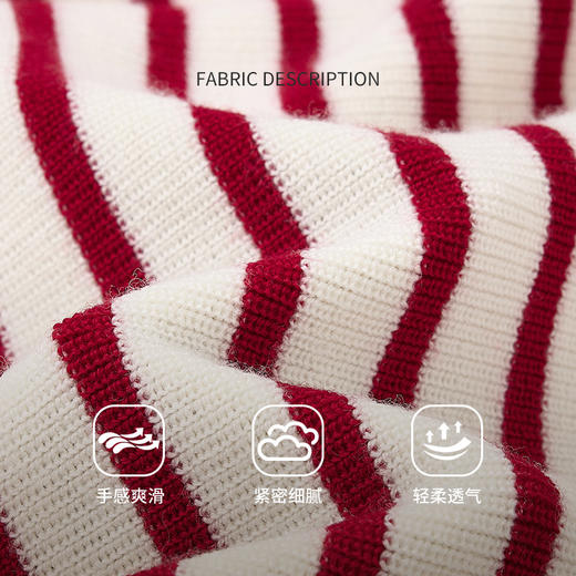 【商场同款】CNR5B77 “ 甜酷开衫 ” 纯羊毛红白撞色条纹开衫，活力减龄 商品图4