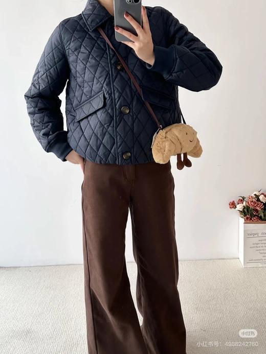 D121016女士绗缝防泼水菱格翻领单排扣棉服夹克外套 商品图7
