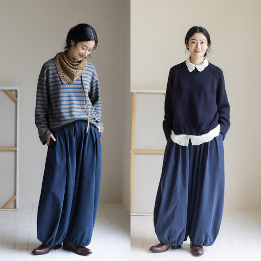 特绽放837朵/冒险者灯笼裤·麻棉斜门襟压褶灯笼阔腿长裤女休闲裤 商品图1