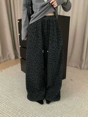 GZ复古宽松加绒直筒豹纹长裤(LH)-168793796