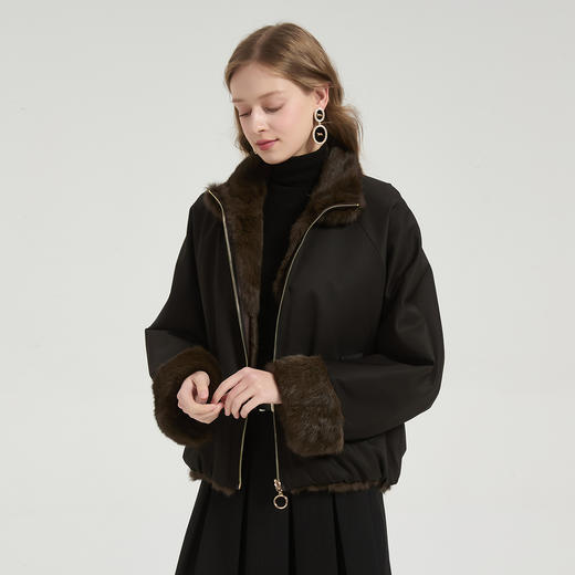 QP609斯尔丽2025冬季新款高级感时尚皮毛一体多用领两面穿外套女式皮草 商品图7
